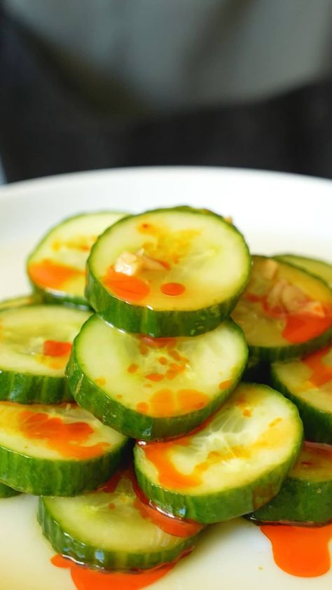 Chinese Cucumber Salad Chinese Cucumber Recipe, Chinese Cucumber Salad, Chinese Cucumber, Sichuan Chili Oil, Yellow Cucumber, Cj Eats, Chili Oil Recipe, Asian Inspired Dishes, Persian Cucumber