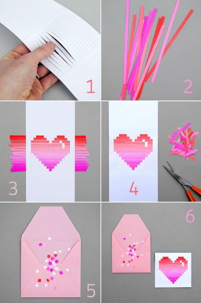 home made valentine's day card how-to Valentines Bricolage, Diy Projektit, Seni Dan Kraf, Kraf Diy, Paper Heart, Wrapping Ideas, Heart Cards, Kirigami, Valentine Crafts