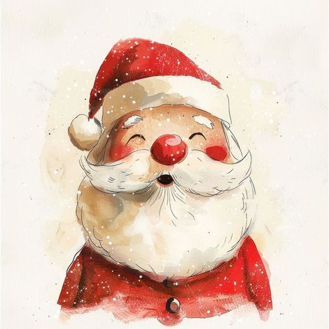 Jolly Santa Claus watercolor illustration | free image by rawpixel.com / Minty Santa Watercolor, Santa Claus Painting, Christmas Stones, Santa Claus Pictures, Watercolor Santa, Paper Face, Xmas Art, Kids Watercolor, Procreate Tutorial