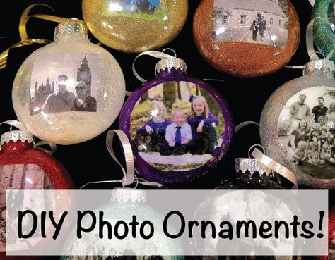 Create your own beautiful family photo ornaments for pennies! Create this beautiful and one -of-a-kind photo ornaments for your tree.  I love making them with p… Ornaments With Pictures, Diy Photo Ornaments, Picture Ornaments, Photo Christmas Ornaments, Whimsical Christmas, 3d Christmas, Photo Ornaments, Ornament Crafts, Diy Photo