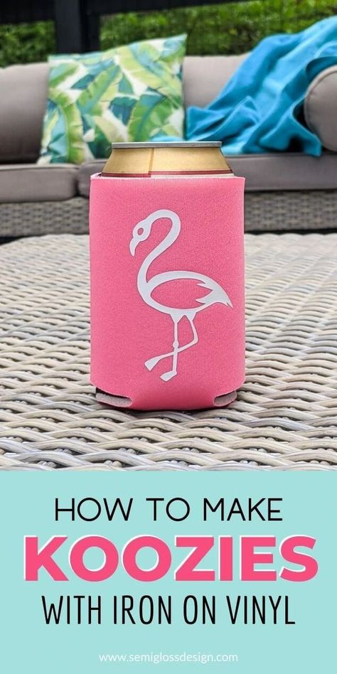 Koozie Ideas Vinyl, Diy Koozies, Koozies Diy, Koozie Design, Cricut Iron On Vinyl, Beer Koozies, Cricut Explore Projects, Custom Koozies, Cricut Projects Beginner