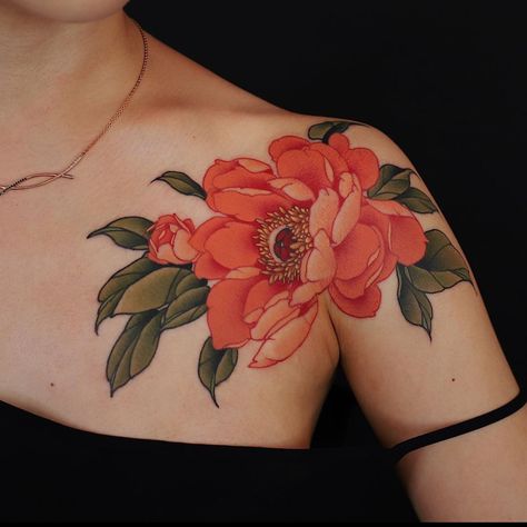 Flower Shoulder Tattoo, Eternal Flower, Full Sleeve Tattoo Design, Flower Tattoo Shoulder, Floral Tattoo Sleeve, Shoulder Tattoos, Peonies Tattoo, Tatuaje A Color, Botanical Tattoo