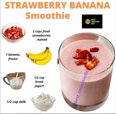 Strawberry And Banana Smoothie, Strawberry Banana Smoothie Recipe, Easy Healthy Smoothie Recipes, Healthy Diet Smoothies, Smoothie Diet Plan, Smoothie Recipes Strawberry, Fruit Smoothie Recipes Healthy, Best Smoothie, Easy Healthy Smoothies