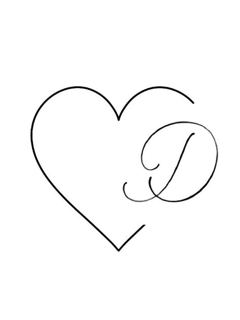 Hearts With Initials Tattoo, D Heart Tattoo, D Tattoo Initial Heart, Heart Stencil Tattoo, Boyfriend Initial Tattoo, D Tattoo Initial, D Initial Tattoo, D Letter Tattoo, Letter D Tattoo