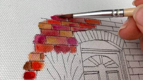 Watercolor embroidery - 7 things you should know - Charles and Elin How To Watercolor Embroidery, Watercolor Quilt Painting, Embroidery With Watercolor, Watercolour And Embroidery, Watercolor Embroidery Mixed Media, Watercolor On Fabric, Christmas Watercolours, Watercolour Embroidery, Watercolor Embroidery