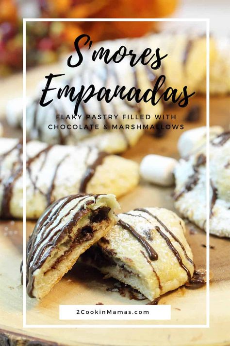 S\'mores Empanadas A Sweet Dessert Dessert Empanadas Recipe, Sweet Empanadas Recipe, Smores Dessert, Authentic Mexican Recipes, Dessert Places, After School Snack, Molten Chocolate, Empanadas Recipe, School Snack