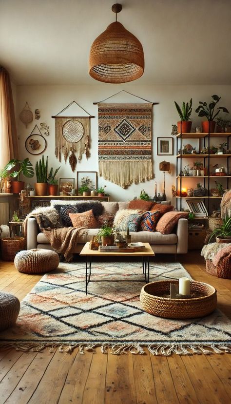 Vintage Bohemian Living Room, Boho Style Living Room, Boho Living Room Apartment, Cozy Living Room Warm, Cozy Apartment Living Room, Cozy Boho Living Room, Botanical Aesthetic, Living Room Decor Tips, Boho Eclectic Decor