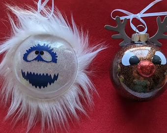 Abominable Snowman Rudolph, Cricut Explore Air Projects, Abominable Snowman, Rudolph The Red, Reindeer Christmas, Round Ornaments, Red Nose, Red Nosed Reindeer, Christmas Ornament Crafts