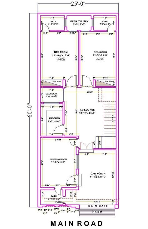 28x60 House Plans, 24×60 House Plan, 25 X 60 House Plans Layout, 25 By 60 House Plan, 20×60 House Plan East Facing, 25×60 House Plan, 25x60 House Plans, 60 House, Small Apartment Building Design