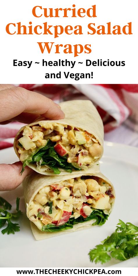 Chickpea Salad Wrap, Curried Chickpea Salad, Peas Salad, Curry Dressing, Vegan Chicken Salad, Wraps Recipes Easy, Wraps Vegan, Simple Meal Prep, Wraps And Sandwiches