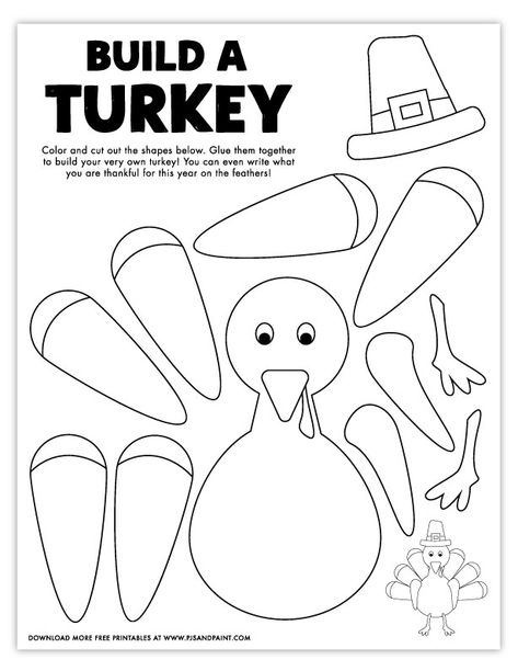 Free Printable Build a Turkey Coloring Page - Pjs and Paint Dinner Cabbage, Build A Turkey, Turkey Coloring, Thanksgiving Crafts Preschool, Thanksgiving Worksheets, Thanksgiving School, Turkey Coloring Pages, Dinner Family, November Crafts