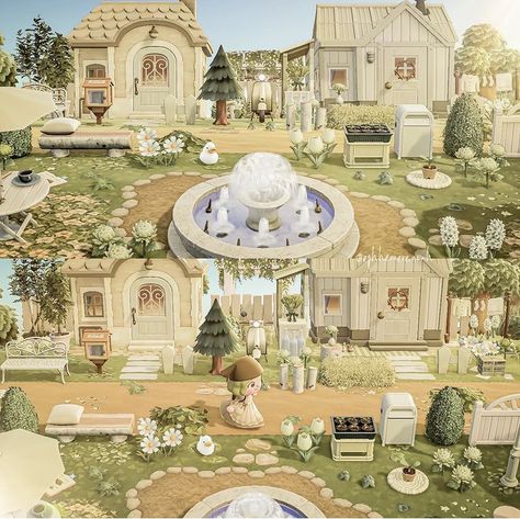 Animal Crossing Villager House Layout, Animal Crossing Island Layout Ideas, Island Layout Ideas, Animal Crossing Island Layout, Cottagecore House Exterior, Cottagecore Houses, Cottage Core Animal Crossing, Cottagecore Animals, Island Layout