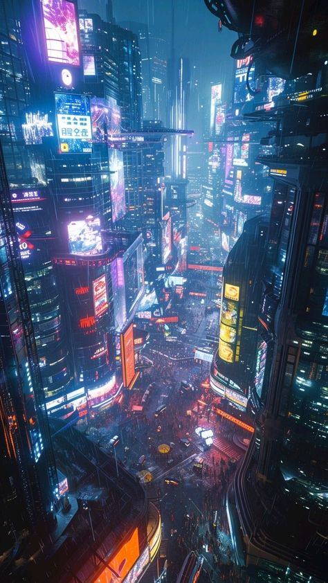 City Punk Aesthetic, Cyberpunk City Background, Cyberpunk City Aesthetic, Cyberpunk City Art, Cuber Punk, Neon Cyberpunk Aesthetic, Nighttime City, Cyberpunk World, Scifi City