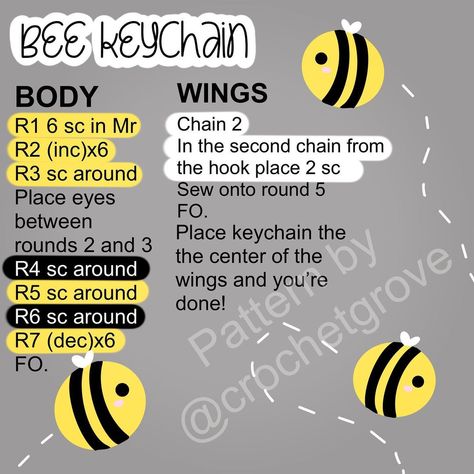 Free Pattern! . As a thank you for 100k I wanted to share this super cute and easy bee keychain pattern! They are great as gifts and sell… | Instagram Small Crochet Gifts, Bee Keychain, Bee Free, Keychain Pattern, Small Bees, Quick Crochet Patterns, Pola Amigurumi, Crochet Bee, Quick Crochet