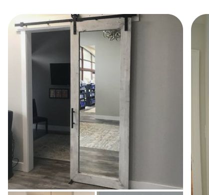 Sliding Bathroom Doors, Bathroom Barn Door, Rustic Mirrors, 아파트 인테리어, Bathroom Doors, Interior Barn Doors, Barn Doors Sliding, Remodel Bedroom, Sliding Barn Door