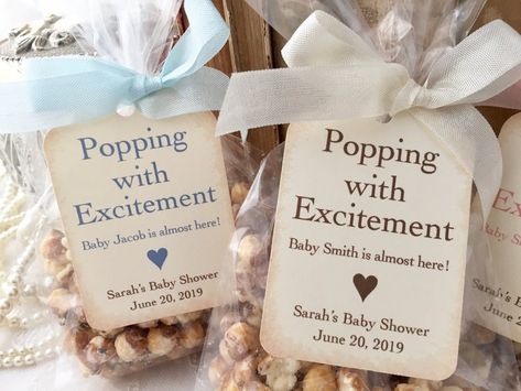 Popcorn Baby Shower Favors, Baby Shower Popcorn, Popcorn Favor, Basketball Baby Shower, Blue Popcorn, Elephant Baby Shower Favors, Popcorn Favors, Pop Baby Showers, Baby Shower Treats