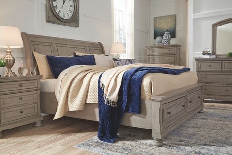 Lettner Bedroom Set, Grey Sleigh Bed, California King Sleigh Bed, Construction Bedding, Light Gray Bedroom, King Sleigh Bed, Queen Sleigh Bed, Sleigh Bedroom Set, Platform Bedroom Sets