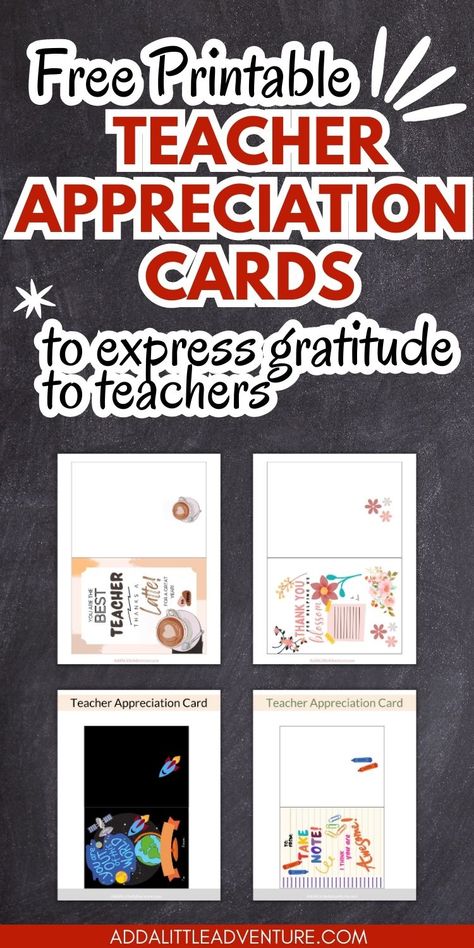 Free Printable Creative Teacher Thank You Cards