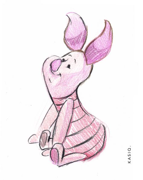 Piglet on Behance Pooh Bear And Piglet Drawing, Drawing Pooh Bear, Watercolor Piglet Disney, Winnie The Pooh Piglet Drawing, Piglet Drawing Sketches, Whinny The Pooh Drawing, Cute Things Cartoon, Whinni Poo Drawing, Piggy Tattoo Cute