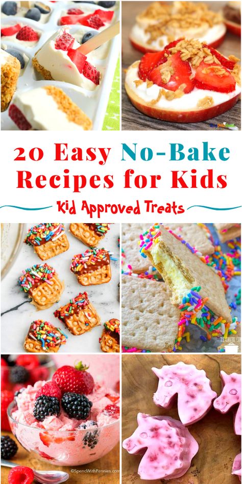 No Bake Recipes For Kids, Easy No Bake Recipes, Recipes For Kids To Make, No Bake Recipes, Recipes Kids Can Make, Desserts For Kids, Preschool Cooking, Kids Snack Food, Resepi Biskut