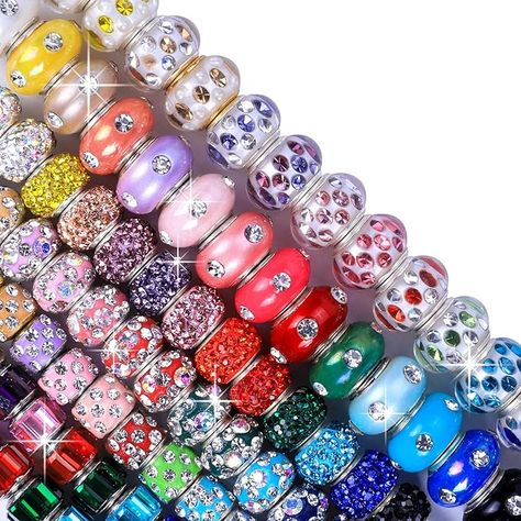 Amazon.com: Aipridy 110 Pieces Lucky Beads Lover Pearls and Glass Rhinestones Amber Beads, Large Hole Spacer Beads European Craft Beads fit DIY Charms Bracelet Jewelry Making (Rainbow 11 color) Craft Beads, Diy Charm Bracelet, Charms Bracelet, Amber Beads, Diy Charms, Bracelet Jewelry, Sewing Stores, Bead Crafts, Spacer Beads