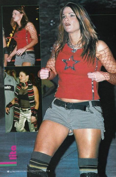 Lita Wwe Lita Outfits, Lita Wwe Outfits, Lita Wwe 2000, Female Wrestling Outfits, Lita Outfit, Y2k Punk Aesthetic, Litas Outfit, Senior Spirit Week, Lita Wwe