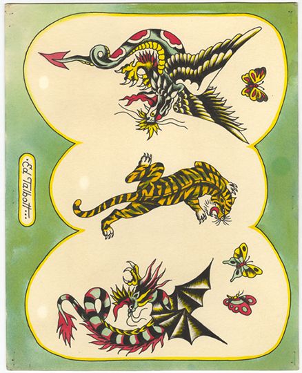 Work by Don Ed Hardy "One person's tattoo is nobody else's business." Don Ed Hardy Tattoo, Sailor Jerry Tattoo Flash, Ed Hardy Tattoos, Traditional Tattoo Flash Art, Traditional Tattoo Old School, Vintage Tattoo Design, Don Ed Hardy, Sparrow Tattoo, Sailor Jerry Tattoos