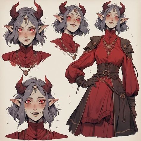 Scholar Dnd Character, Teifling Hairstyles, Dragon Dnd Character, Colourful Character Design, Tiefling Hair, Dnd Tiefling Female Character Design, Victorian Era Character Design, Teifling Male Character Art, Dragon Girl Character Design