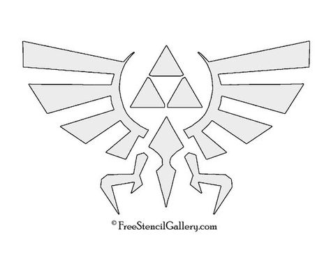 The Legend of Zelda - Triforce Symbol Stencil Zelda Pumpkin Stencil, Legend Of Zelda Pumpkin Carving, Zelda Stencil, Zelda Pumpkin Carving, Links Shield, Zelda Pumpkin, Zelda Rupees, Triforce Symbol, Zelda Diy