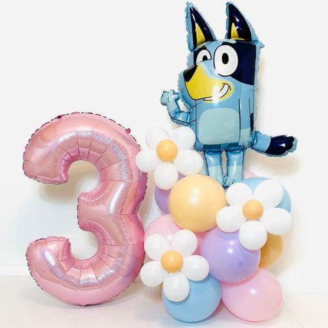 The Best 'Bluey' Birthday Party Ideas: Check Out This 'Bluey' Bash Puppy Pawty, Bluey Birthday Party, Birthday Party Balloons, Balloon Tower, Dog Girl, Bluey And Bingo, Bluey Birthday, 2nd Birthday Party Themes, Blue Dog