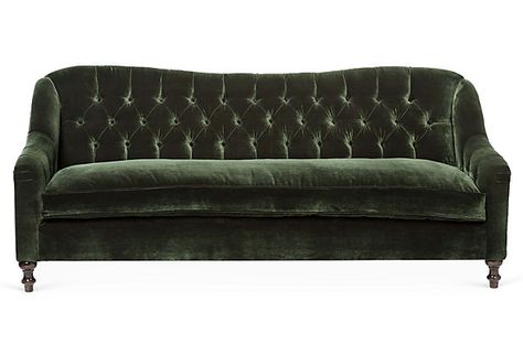 Waverly 86" Velvet Sofa, Forest $2899 I love a velvet sofa! Mine has held up so well! Green Velvet Couch, Tufted Couch, Velvet Tufted Sofa, Green Couch, Green Velvet Sofa, Velvet Couch, Settee Sofa, Tufted Sofa, Velvet Sofa