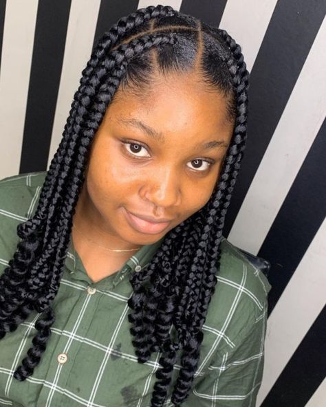 Braids For Round Faces, Two Goddess Braids, Goddess Braids Updo, Goddess Braid Styles, African Braids Hairstyles Pictures, Best Braid Styles, Short Box Braids Hairstyles, Big Braids, Big Box Braids Hairstyles