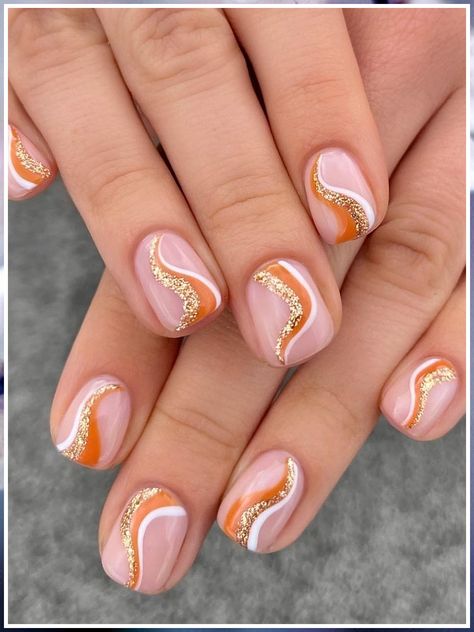 Thanksgiving Nails - If you found what you like, it's very crucial that you take action immediately - Visit For More! Fall Inspired Nails Acrylic Short, Thanksgiving Gel Nails Designs, Gel Manicure Fall Designs, Fall Nails Simple Designs, Arkansas Nails, Cute Nails For Fall Simple, Fall Short Gel Nails, Short Gel Nail Designs Fall, Pretty Nails For Fall