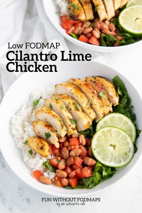 Low FODMAP Cilantro Lime Chicken is an easy Tex-Mex-inspired recipe made with just 8 ingredients. Meal prep and freezer-friendly. Low Fodmap Summer Recipes, Low Fodmap Lunch Ideas, Low Fodmap Chicken Recipes, Fodmap Chicken Recipes, Fodmap Meals, Fod Map, Fodmap Chicken, Fodmap Recipes Dinner, Low Fodmap Chicken