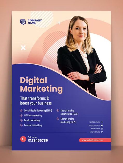 Digital Marketing Agency Flyer Template AI, EPS Digital Marketing Flyer Design, Digital Marketing Flyer, Design Print Layout, Social Media Marketing Planner, Marketing Planner, Digital Marketing Design, Social Media Marketing Plan, Digital Media Marketing, Design Layouts