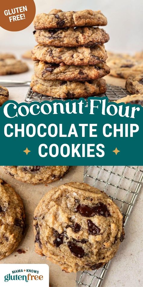 Coconut Flour Chocolate Chip Cookies Chocolate Chip Cookies With Coconut Flour, Gluten Free Desserts Coconut Flour, Banana Coconut Flour Cookies, Coconut Flour Snickerdoodles, How To Use Coconut Flour, Grain Free Cookie Recipes, Gluten Free Coconut Recipes, Gluten Free Cookies Coconut Flour, Coconut Flour Cookies Recipes