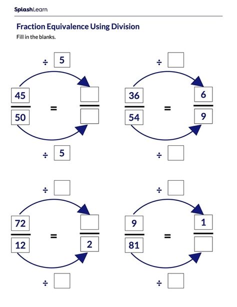 Equivalent Fractions Worksheet, Fractions Division, Worksheets For Elementary, Finding Equivalent Fractions, Maths Paper, Number Lines, Math Division, Division Worksheets, Equivalent Fractions