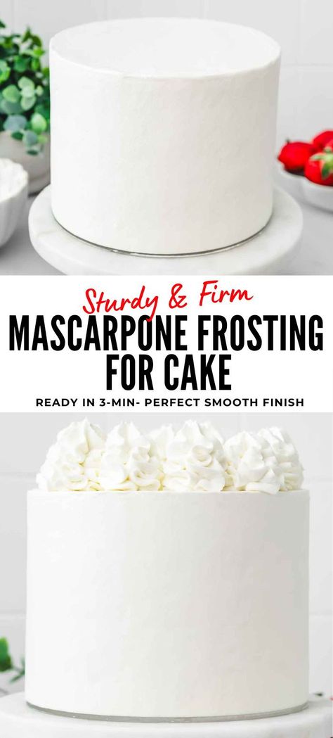 Discover the ultimate recipe for mascarpone frosting for cake! Super easy with simple ingredients, this sturdy and firm frosting creates a smooth finish on your birthday cake. Its creamy texture is perfect for wedding cakes too. Ready in just 3 minutes, follow my tips for the smoothest cake frosting ever. Say goodbye to buttercream and hello to a delicious change! Firm Ganache Recipe, Birthday Cake Buttercream Frosting, Light Icing Cake, Best Fluffy Buttercream Frosting, Smoothest Buttercream Recipe, Smooth Icing On Cake, Mascarpone Buttercream Frosting, Icing A Cake With Buttercream, Perfect Cake Frosting