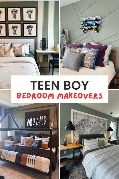 Transform your bedroom into a cool retreat with these inspiring ideas. From minimalist designs to tech-savvy setups, find the perfect inspiration for your personal space. Paint For Teenage Boys Bedroom, Small Teen Room Ideas For Boys, Teen Boy Soccer Bedroom, Teen Boy Bedroom Wall Ideas, Teen Boy Wallpaper, Boy Room Ideas Teenagers, Teenager Room Ideas For Boys, Gamer Room Ideas Boy Bedrooms, Preteen Boys Bedroom Ideas