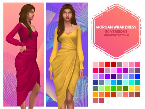 Click this image to show the full-size version. Sims 4 Cc Wrap Dress, Dress Sims 4 Cc, Los Sims 4 Mods, Sims 4 Stories, Peter Pan Dress, Sims 4 Mm Cc, Sims 4 Dresses, Sims 4 Mm, Body Outfit