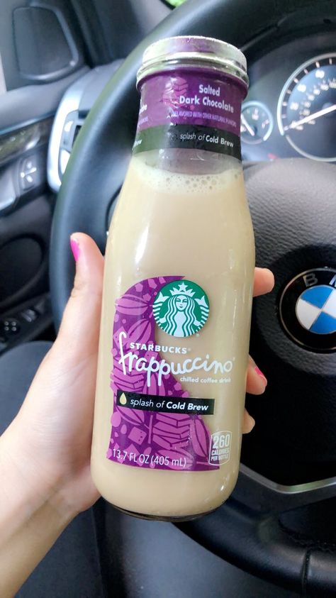 I tried the new Starbucks Salted Dark Chocolate w/ Splash of Cold Brew Drink!  #starbucks #coldbrew Starbucks Bottled Drinks, Kopi Starbucks, Cafe Starbucks, Starbucks Bottles, Drink Starbucks, Secret Starbucks Drinks, Frappuccino Bottles, Road Trip Food, Starbucks Coffee Drinks