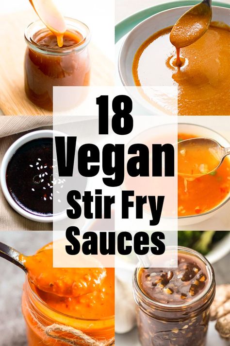 With 18 to choose from, find the vegan stir fry sauce recipe of your dreams here! A big selection of healthy sugar-free and oil-free (in some cases) tasty sauces for any midweek quick meal. Simple Stir Fry Sauce, Vegan Stir Fry Sauce, Stir Fry Sauce Recipes, Vegetable Stir Fry Sauce, Stir Fry Sauces, Wok Sauce, Asian Stir Fry Sauce, Fry Sauce Recipe, Aip Bagels