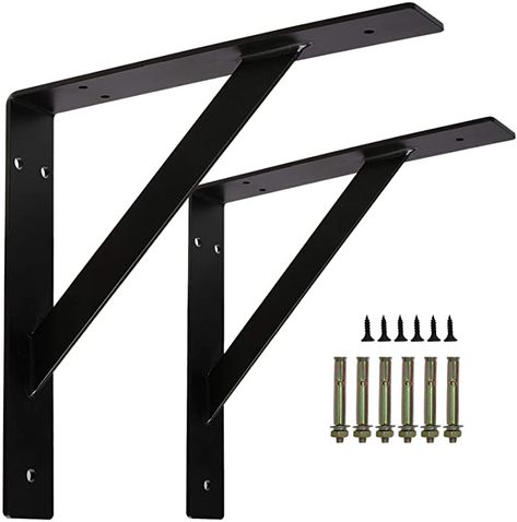 Pantry Shelving Brackets, L Brackets For Shelves, Wall Brackets Shelves, Bracket Ideas, Living Room Decor Ikea, Pallet Deck Diy, Countertop Support Brackets, Black Shelf Brackets, Countertop Support