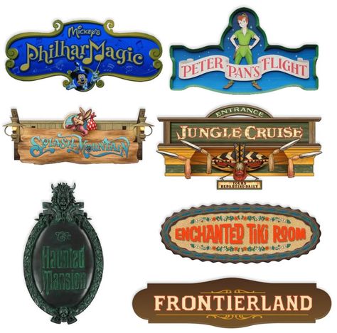 Disneyland Sign, Disney World Attractions, Scrapbook Disney, Dumbo The Flying Elephant, Disney Sign, Disney Printables, Flying Elephant, Enchanted Tiki Room, Disney Rooms