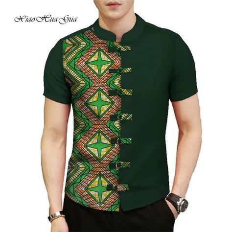 African Clothes Causal Party Men Short Sleeve Stand Neck Tops Tees Dashiki Men Top Shirt Bazin Riche Print WYN773 - AliExpress Mens African Short Sleeve Shirts, African Man Shirt Design, African Print Tops Men, Mens African Wear Designs Shirts & Tops, Sepedi Traditional Shirts For Men, African Men Fashion Shirts Design, African Shirts For Men Short Sleeves, African Tops For Men, Kitenge Shirts For Men