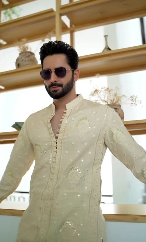 Mehndi Dress For Mens, Engagement Clothes, Mens Traditional Wear, Danish Taimoor, Indian Wedding Clothes For Men, Mukaish Work, My Future Husband, Indian Engagement, Wedding Kurta