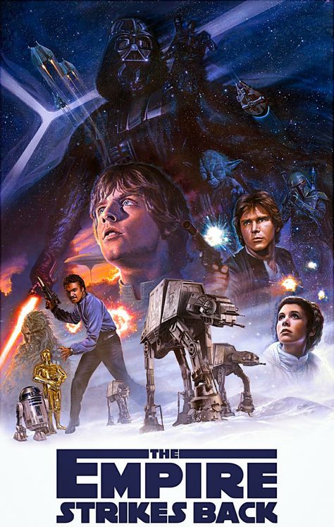 Star Wars: The Empire Strikes Back Star Wars Canvas Art, Star Wars Poster Art, Star Wars Painting, Anakin Vader, Star Wars Background, Star Wars Princess, Star Wars Trilogy, Empire Strikes Back, Star Wars Empire