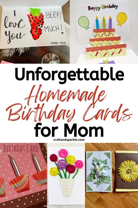 Homemade Birthday Cards For Mom, Diy Birthday Cards For Mom, Pretty Edges, Happy Birthday Crafts, Homemade Birthday Card, Diy Birthday Cards, Cards For Mom, Homemade Birthday Gifts, Birthday Cards For Mother