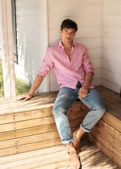 Pink Striped Shirt Outfit, Striped Shirt Outfit Men, Checkered Shirt Outfit, Blue Jeans Outfit Men, Pink Shirt Outfit, Pink Shirt Men, Outfits With Striped Shirts, Blue Pants Men, Bright Morning