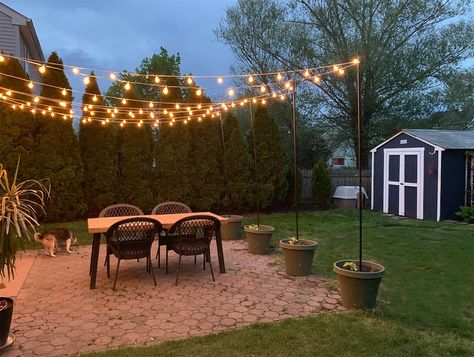 All of these backyard ideas will transform your yard into an oasis, are completely do-able DIY projects, and are budget-friendly! Patio Arbor, Diy Arbor, Backyard String Lights, Lights Patio, Diy Backyard Patio, Cheap Backyard, Patio Pergola, Pergola Lighting, Easy Backyard